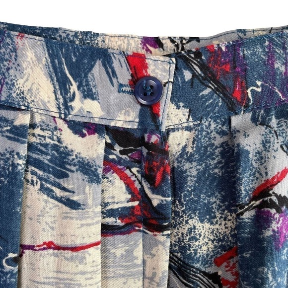 Vintage 80s Selections Manor House Abstract Print Pleated Midi Skirt Blue Red, M - Picture 8 of 12